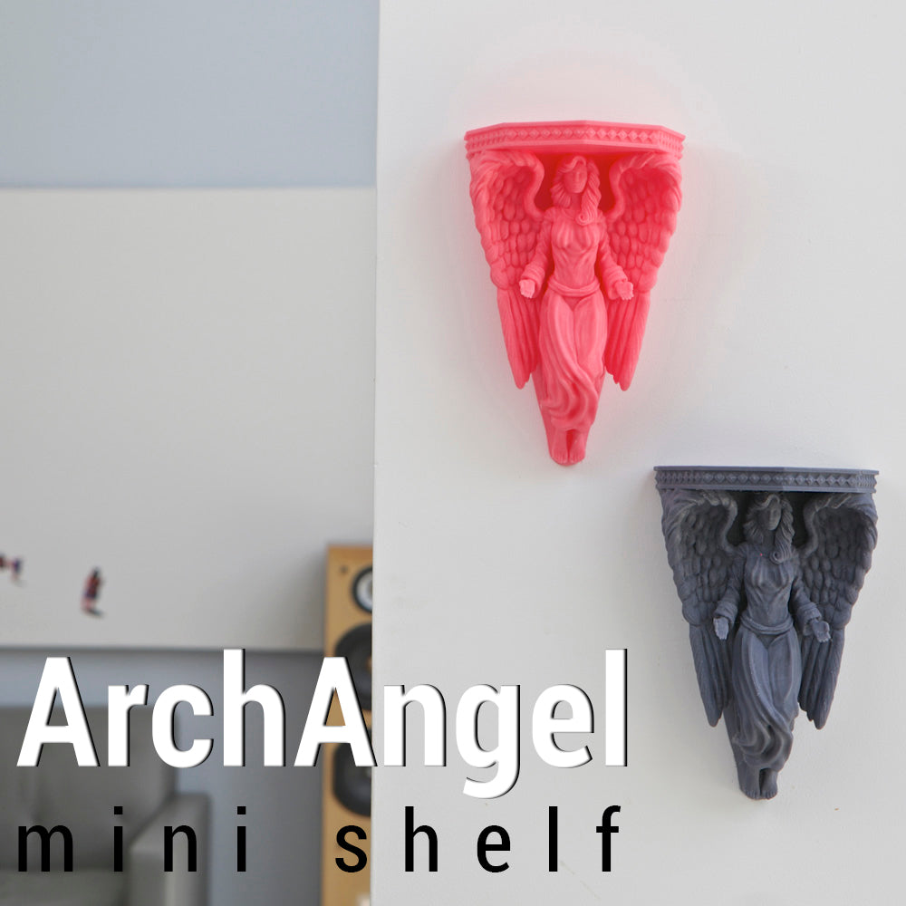 Pair of ArchAngel Mini-Shelf wall shelves styled as candle and crystal holders